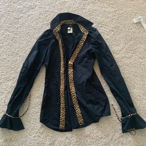Women’s navy button down Roberto Cavalli blouse